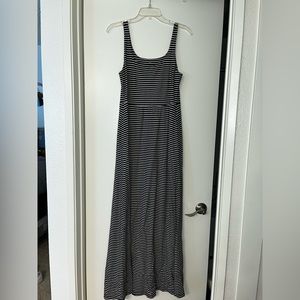 Navy and White Striped Maxi Dress with Pockets!